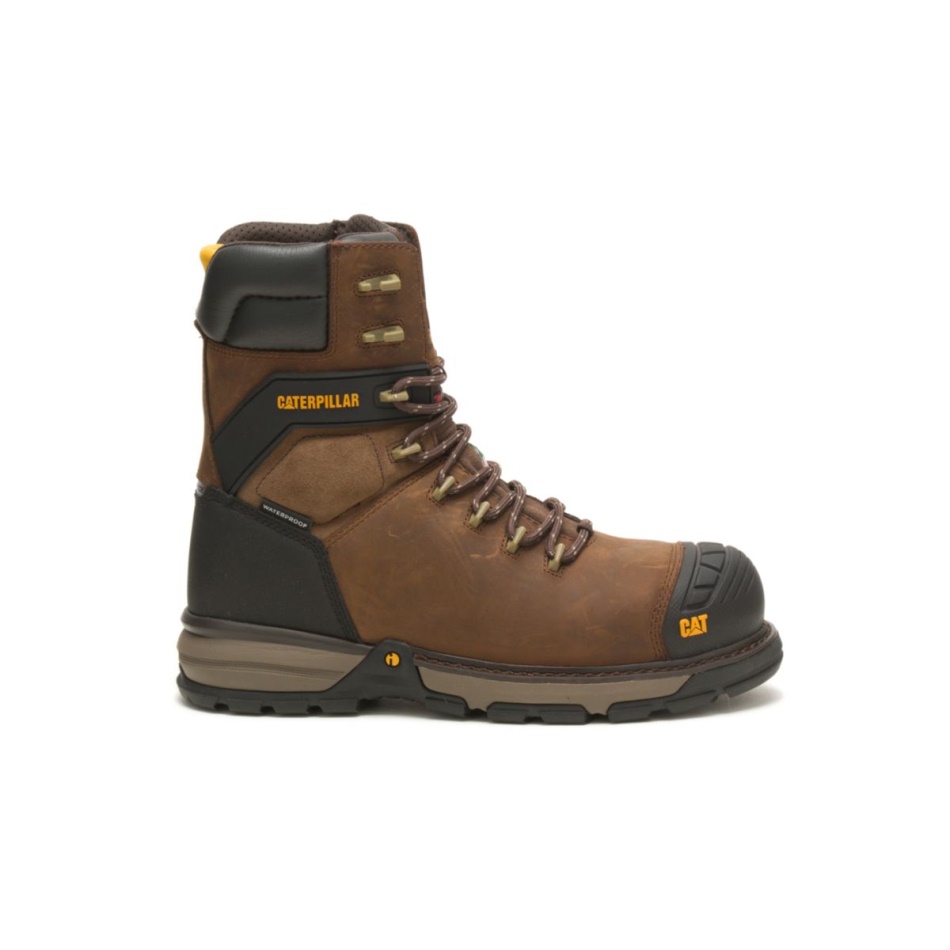 CAT Footwear Mens Excavator Superlite 8” Waterproof Thinsulate Carbon Composite Toe CSA Work Boot Dark Brown