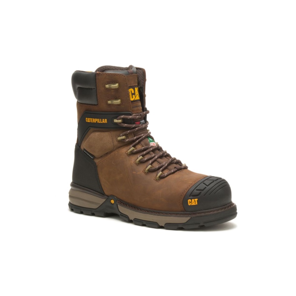 CAT Footwear Men\s Excavator Superlite 8” Waterproof Thinsulate Carbon Composite Toe CSA Work Boot Dark Brown