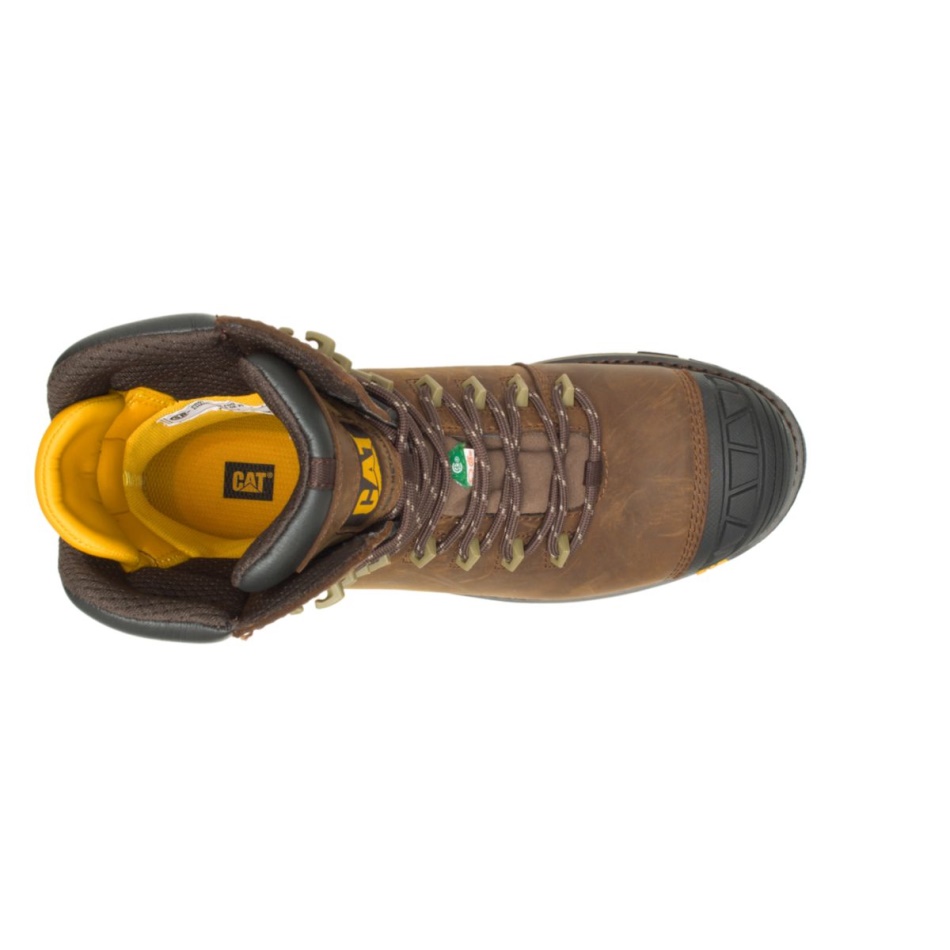 CAT Footwear Men\s Excavator Superlite 8” Waterproof Thinsulate Carbon Composite Toe CSA Work Boot Dark Brown