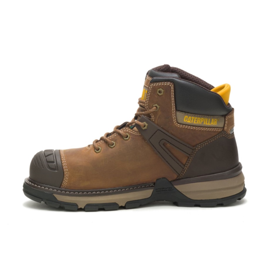 CAT Footwear Men\s Excavator Superlite Waterproof Carbon Composite Toe CSA Work Boot Dark Biege