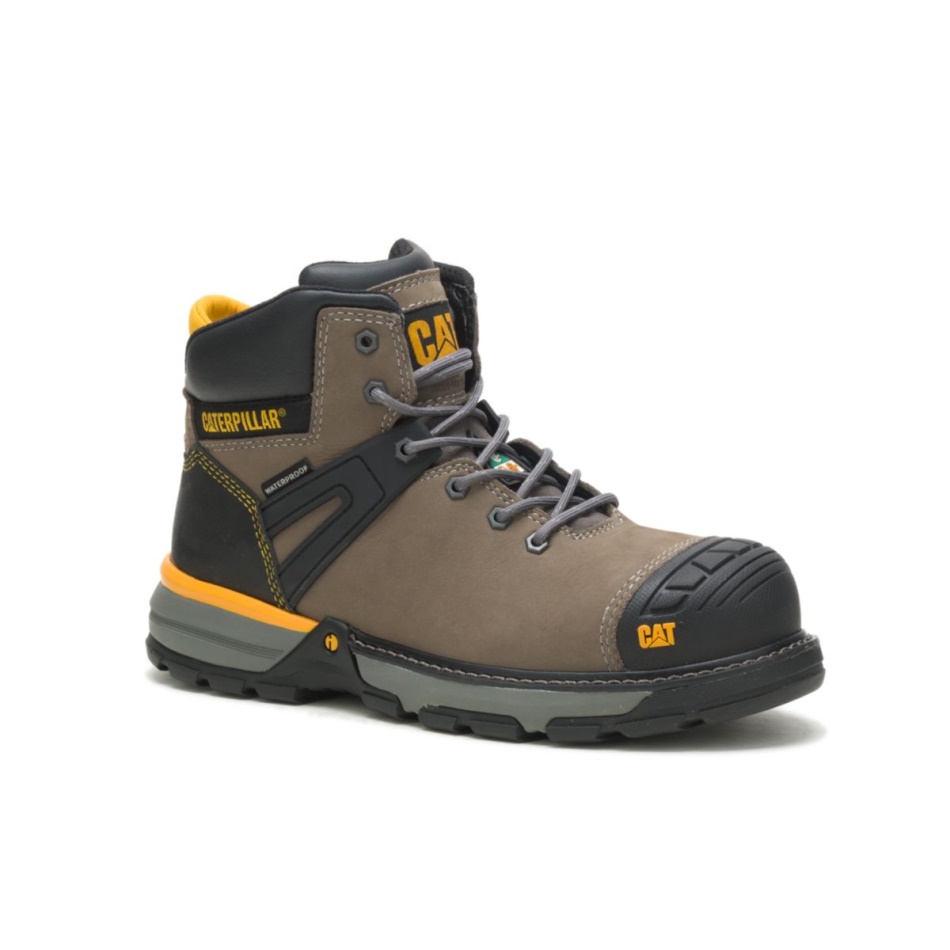 CAT Footwear Men\s Excavator Superlite Waterproof Carbon Composite Toe CSA Work Boot Pewter