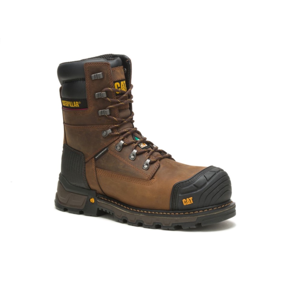 CAT Footwear Men\s Excavator XL 8” WP TX CT CSA Work Boot Dark Brown