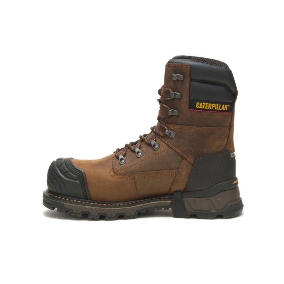 CAT Footwear Men\s Excavator XL 8” WP TX CT CSA Work Boot Dark Brown