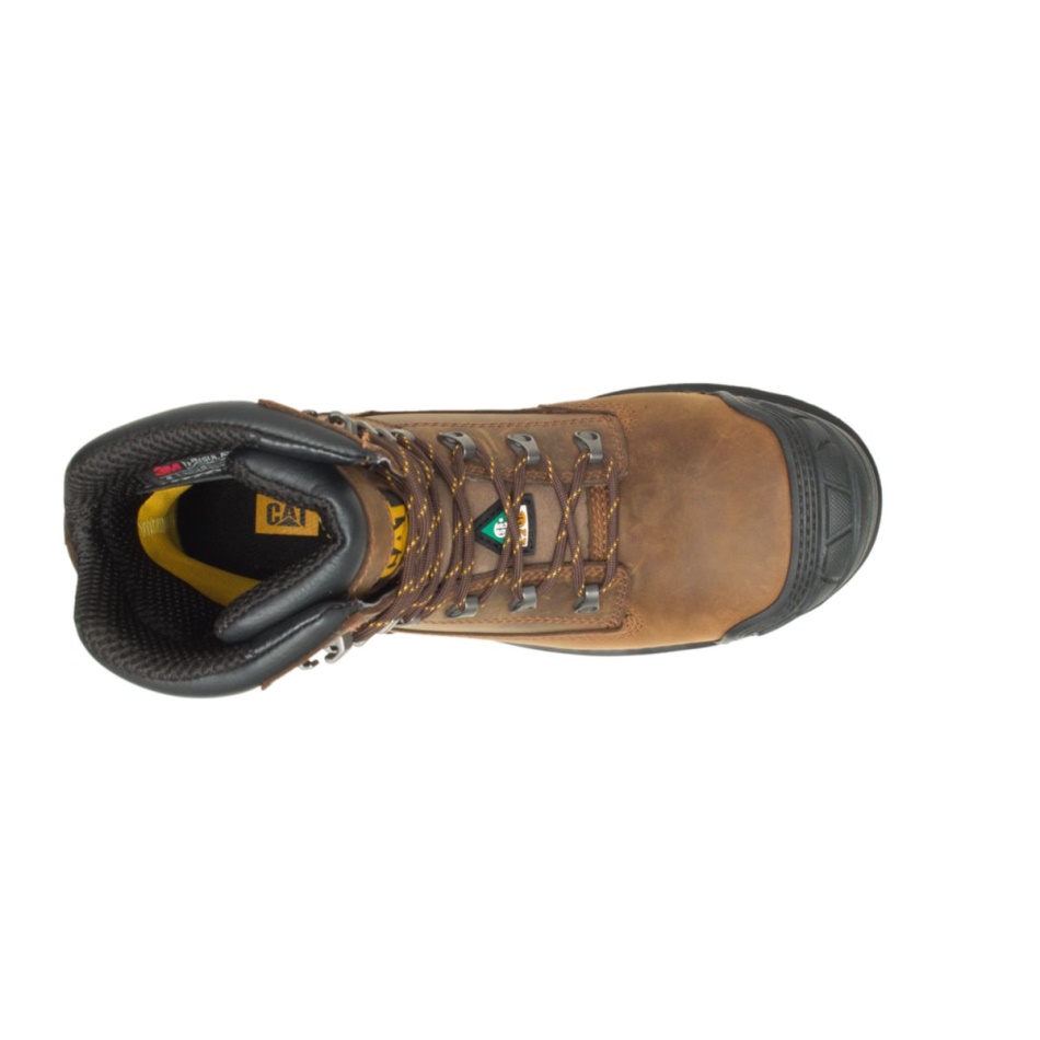 CAT Footwear Men\s Excavator XL 8” WP TX CT CSA Work Boot Dark Brown