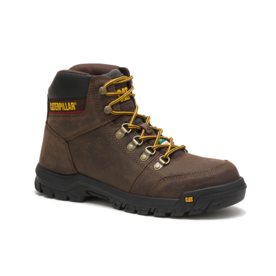 CAT Footwear Men\s Outline Steel Toe CSA Work Boot Brown