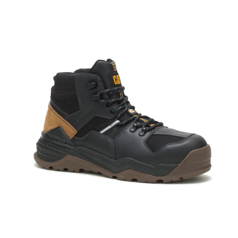 CAT Footwear Men\s Provoke Mid Waterproof Alloy Toe CSA Work Boot Black-Sand