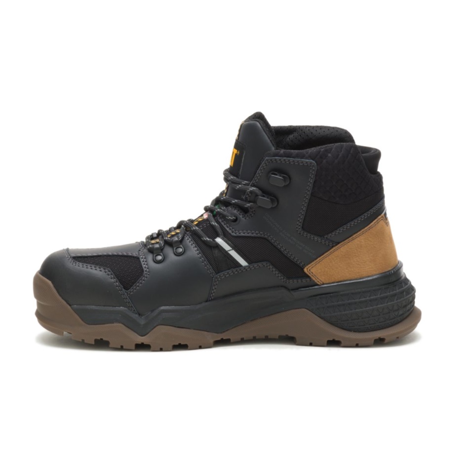 CAT Footwear Men\s Provoke Mid Waterproof Alloy Toe CSA Work Boot Black-Sand