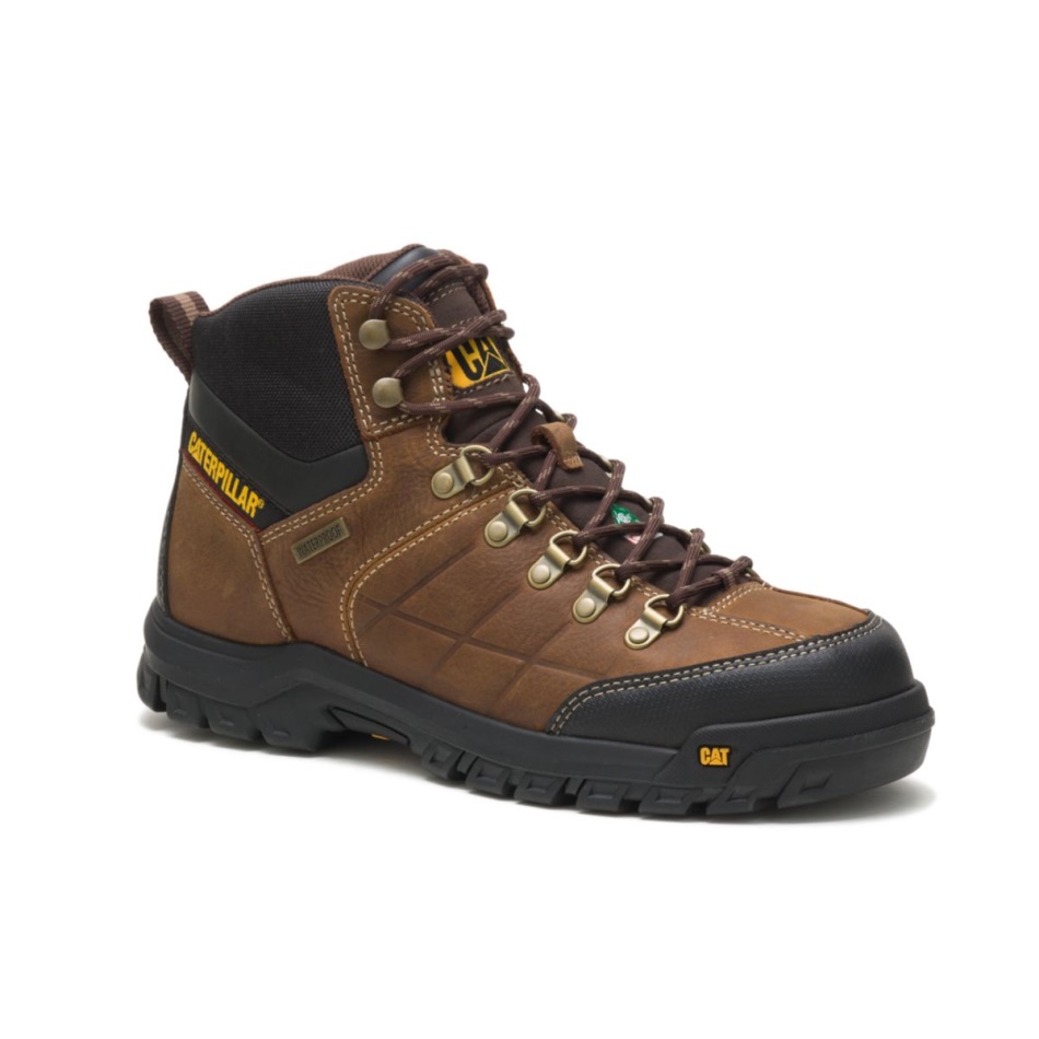 CAT Footwear Men\s Threshold Waterproof Steel Toe CSA Work Boot Brown